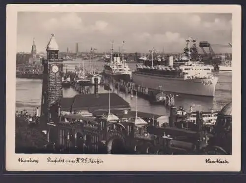 AnsichtskarteSchifffahrt Seefahrt Marine Hamburg Ausfahrt KDF Schiff aus Hafen