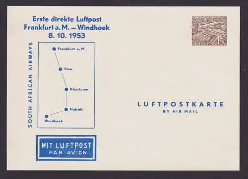 Flugpost Brief Air Mail Berlin Privatganzsachw 15 Pfg. Bauten Erstflug Windhoek