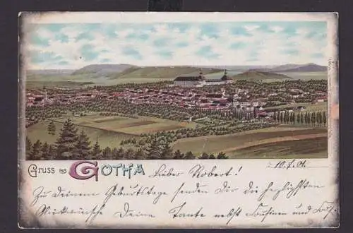 Ansichtskarte Gotha Thüringen Litho Totalansicht n. Helbra Sachsen Anhalt