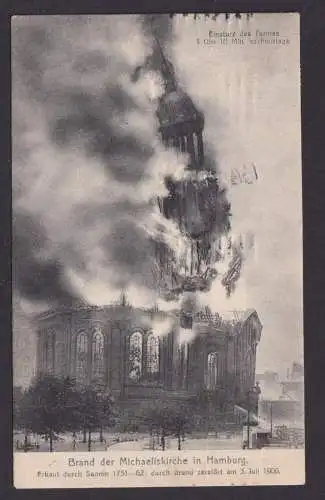 Ansichtskarte Hamburg Michaeliskirche Unglück Brandkatastrophe 03.07.1906 n.