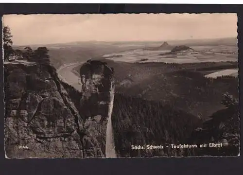 Ansichtskarte Schmilka Sachsen Sächsische Schweiz Elbtal Teufelsturm nach