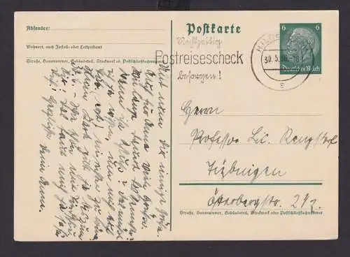 Deutsches Reich Drittes Reich Ganzsache Postsache SST Hildesheim Rechtzeitig