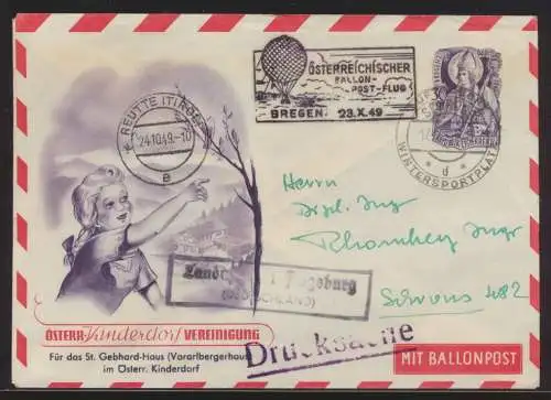 Flugpost airmail Ballonpost Balloon post Österreich 30g Privatganzsache