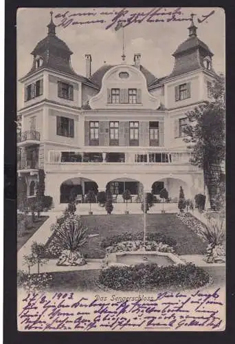 Ansichtskarte Tegernsee Sengerschloss Bayern Schlosspark Springbrunnen Künstler