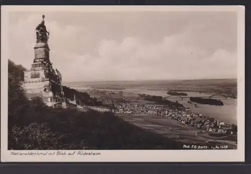 Ansichtskarte Rüdesheim Nationaldenkmal Totalansicht Landschaft Rhein Fluss