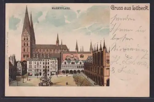 Ansichtskarte Künstlerkarte Lübeck Marktplatz Schleswig Holstein n. Altona