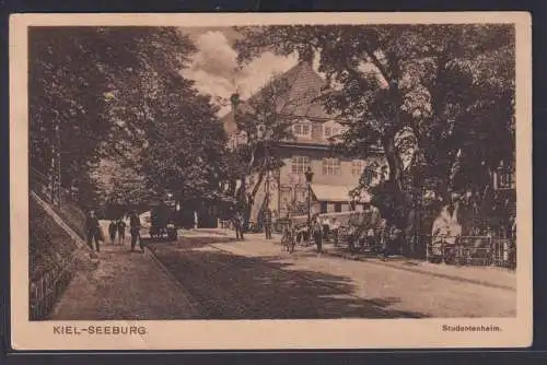 Ansichtskarte Kiel Seeburg Studentenheim Bildung Schule Pferdefuhrwerk Schleswig