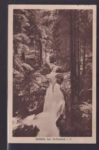 Ansichtskarte Grünbach Rißfälle Wasserfall Landschaft Wald Vogtland Sachsen ab