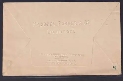 Großbritannien Ganzsache Privatdruck rückseitig Haddock Parker & Co Liverpool