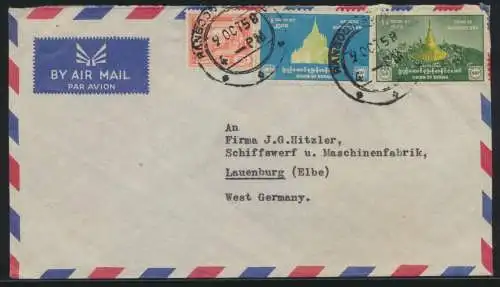 Burma Myanmar Birma Brief nach Lauenburg Elbe Trier cover to Germany