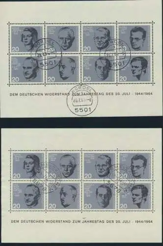 Bund Block 3 Widerstand 20 Jahre Attentat Hitler vier verschied. FDC Stempel