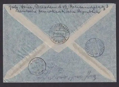 Flugpost airmail DDR Einschreibe Brief Dresden Erstflug Berlin Prag Budapest