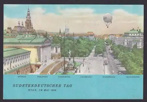 Ballonpost Sudeten Flugpost Brief Air Mail Sudetendeutscher Tag Wien auf sehr