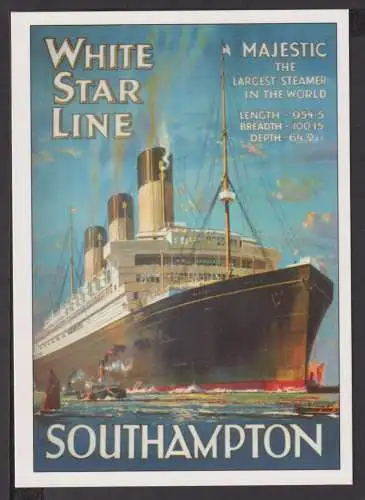 Art Deco Reklame Künstler Ansichtskarte Schifffahrt Marine White Star Line