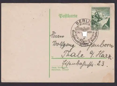 Berlin Deutsches Reich Postkarte Großdeutschlands Reichstag Thale Harz Sachsen