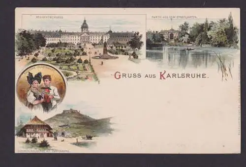 Litho Ansichtskarte Karlsruhe Baden Württemberg Badische Volkstracht Residenz