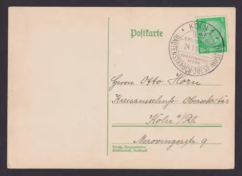 Köln NRW Deutsches Reich Karte Preopaganda Philatelie SST K.D.F.Briefmarkenschau