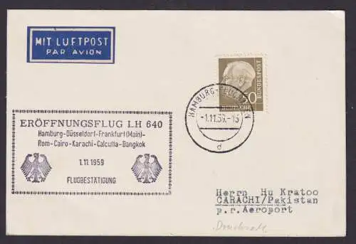 Flugpost Brief Air Mail Bund EF 50 Pfg. Heuss Lufthansa LH 640 Destination