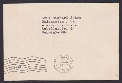 Flugpost Brief Air Mail Sabena Brüssel Belgien New York Zuleitung DDR Lufthansa