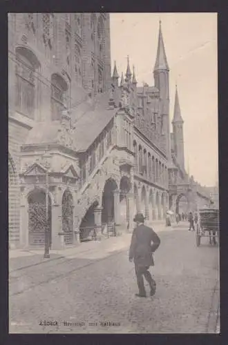 Ansichtskarte Lübeck Schleswig Holstein Breitestrasse Rathaus