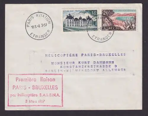 Flugpost Brief Air Mail Sabena Helicopter Hubschrauber Paris Brüssel 2.3.1957