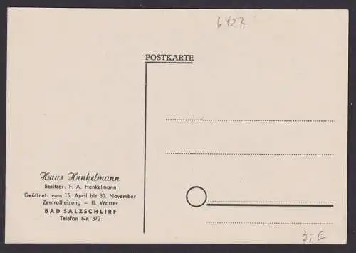 Ansichtskarte Bad Salzschlierf Hessen Gastronomie Haus Henkelmann Bes. F.A.