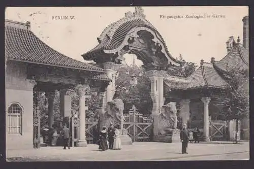 Ansichtskarte Berlin Zoologischer Garten Eingangstor Tiere n.Praha Prag Deutsche