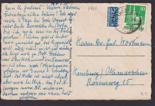 Ansichtskarte Herford NRW Organistenhaus n. Hamburg 02.08.1950