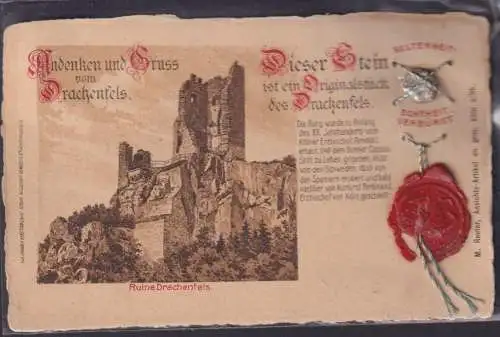 Ansichtskarte Drachenfels Siegel Originalstein v. Drachenfels Ruien