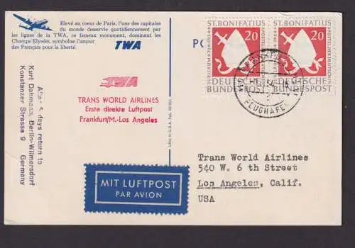 Flugpost Brief Air Mail tolle Flugkarte TWA Arc de Triomphe Paris Along the way