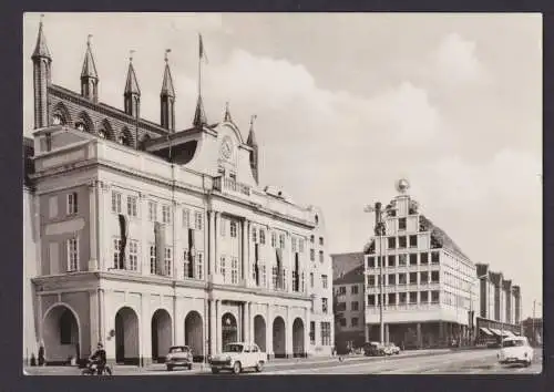 Ansichtskarte Rostock Mecklenburg Vorpommern Rathaus Haus Sonne Gastronomie