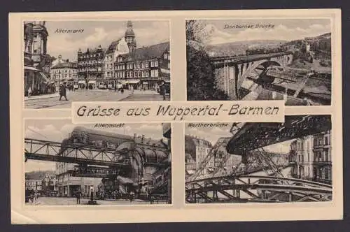 Ansichtskarte Wuppertal Barmen NRW Alter Markt Sonnborner Brücke Werther Brücke