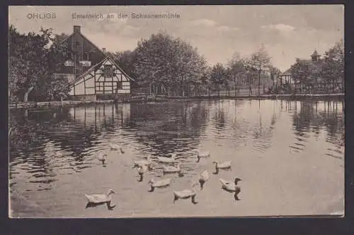 Ansichtskarte Ohligs NRW Ententeich Schwanenmühle n. Laufersweiler Rheinland