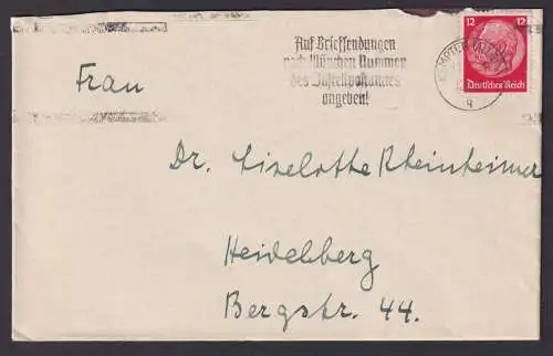 Kempten Allgäu Bayern Deutsches Reich Drittes Reich Brief Postsache SST Auf