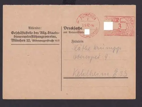 AFS Absenderfreistempel München Bayern Deutsches Reich Drittes Reich Karte SST