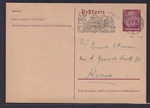 Briefmarken Deutsches Reich Ganzsache MaschSST Freiburg Stadttheater Rom Italien