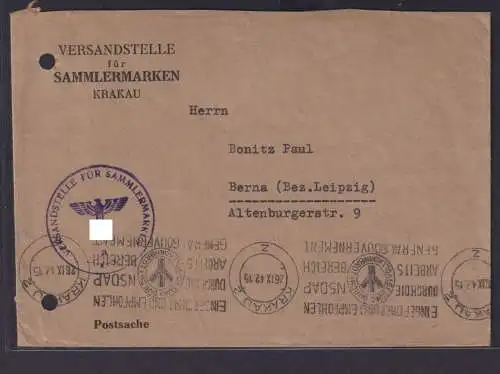 Besetzung Generalgouvernement Brief Stempel Krakau Eingeführt und