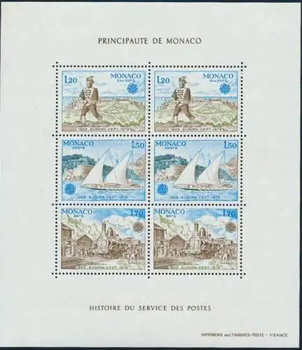 Monaco Block 15 postfrisch Europa Geschichte Post- u. Fernmeldewesens Kat 18,-