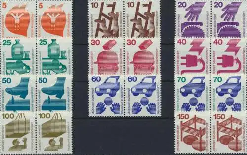 Bund Unfallverhütung 694-703+773 waagerechte Paare postfrisch MNH KatWert 75,00