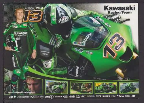 Ansichtskarte Motorrad Rennen Anthony West Kawasaki Racing Team