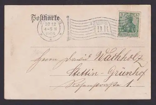 Deutsches Reich Fahnenstempel D.R. Hamburg nach Stettin Grünhof Ansichtskarte