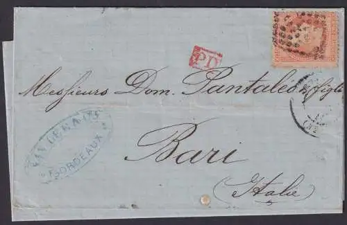 Bordeaux Frankreich Bari Italien PD Brief EF 40 c orange 15.10.1871