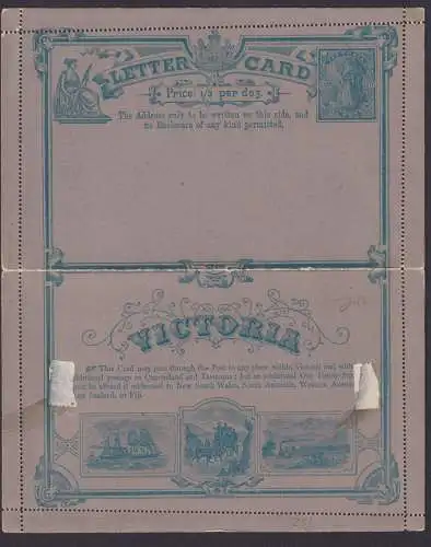 Victoria Australien Ganzsache Letter Card one penny Australische Staaten