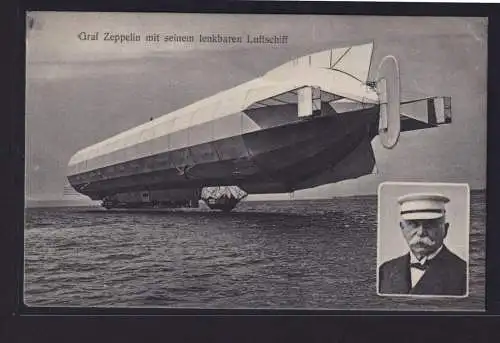 Ansichtskarte Zeppelin Luftschiff mit Bild Graf Zeppelin