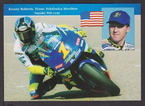 Ansichtskarte Motorrad Rennen Kenny Roberts Team Telefonica MoviStar Suzuki 500