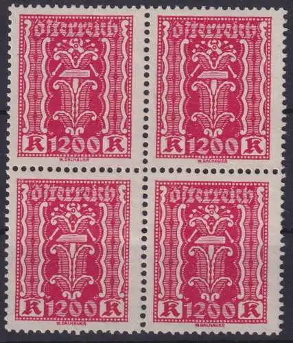 Österreich 392 1200Kr. Hammer & Zange Viererblock Luxus postfrisch Kat. 60,00++