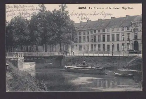 Gant Gent Belgien Ansichtskarte Feldpost Landst. Nürnberg Fluss Brücke Jena