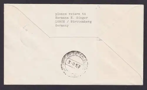 Berlin Bund Brief Flugpost Airmail EF 40 Pfg. Männer Hamburg Calcutta Indien