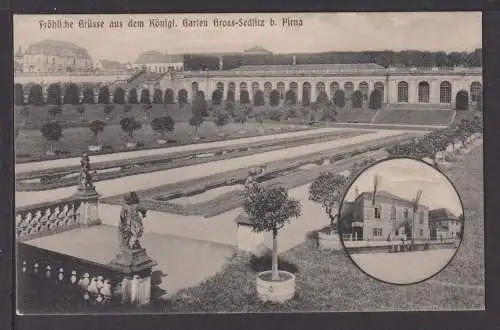 Ansichtskarte Großsedlitz Sachsen Fröhliche Grüsse aus dem Königl. Garten