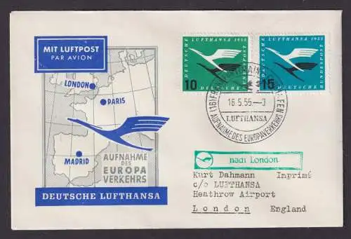 Flugpost Brief Air Mail Bundesrepublik Lufthansa Frankfurt London Großbritannien